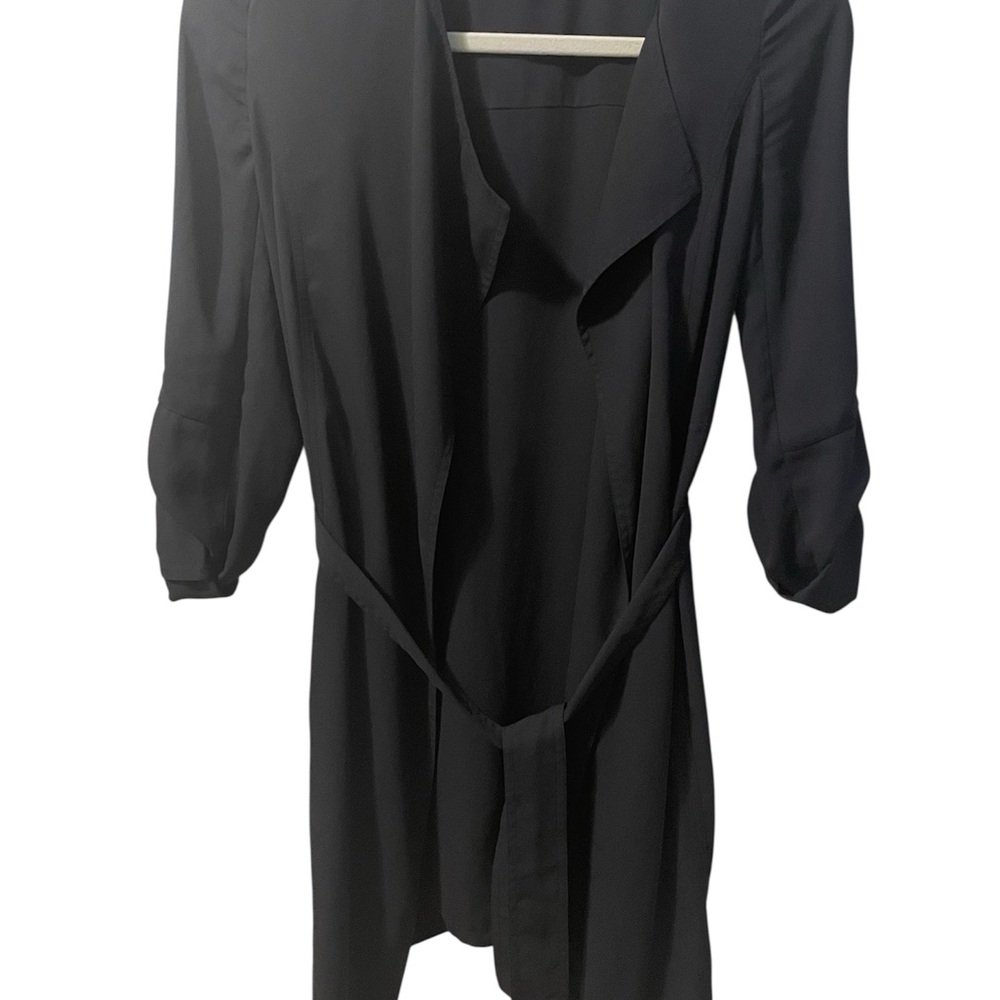 Aritzia‎ Babaton Flow Modern Trench Coat Black Drape Belted Minimalist